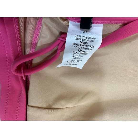 J Crew Retail Womens Size XL Plunge Bikini Top Hot Pink Solid Swim Beach - Picture 5 of 5